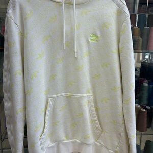 Adidas Men's White and Light Yellow Hoodie